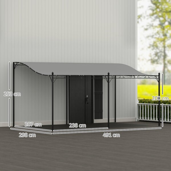 Outsunny Pergola s přístřeškem, voděodolná sluneční clona, samostatný zahradní altán pro terasu, přibližně 3x5x2,5 m, tmavě šedá | Aosom