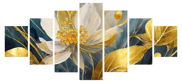 Obraz - Malba zlatých květin (210x100 cm)