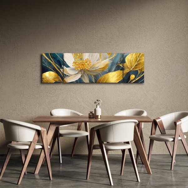 Obraz - Malba zlatých květin (170x50 cm)
