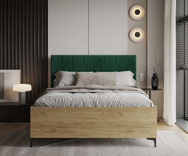 Postel SIERRA 120×200 s kovovým zdvižným roštem TRINITY Dub Craft - Zelená