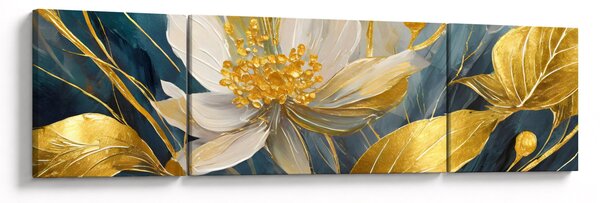 Obraz - Malba zlatých květin (170x50 cm)