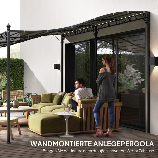 Outsunny Pergola s přístřeškem, voděodolná sluneční clona, samostatný zahradní altán pro terasu, přibližně 3x5x2,5 m, tmavě šedá | Aosom