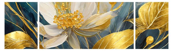 Obraz - Malba zlatých květin (170x50 cm)
