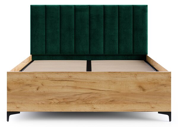 Postel SIERRA 120×200 s kovovým zdvižným roštem TRINITY Dub Craft - Zelená