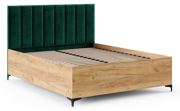 Postel SIERRA 120×200 s kovovým zdvižným roštem TRINITY Dub Craft - Zelená