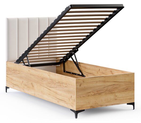 Postel SIERRA 90×200 s kovovým zdvižným roštem TRINITY Dub Craft - Bílá
