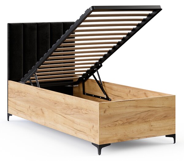 Postel SIERRA 90×200 s kovovým zdvižným roštem TRINITY Dub Craft - Černá