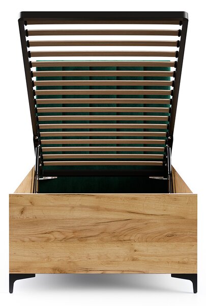 Postel SIERRA 90×200 s kovovým zdvižným roštem TRINITY Dub Craft - Zelená
