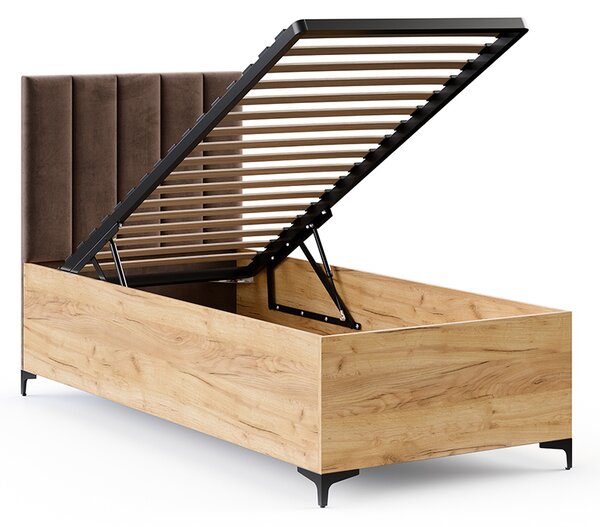 Postel SIERRA 90×200 s kovovým zdvižným roštem TRINITY Dub Craft - Hnědá