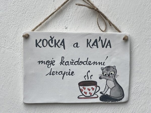 Kočičí cedulka - Kočka a káva