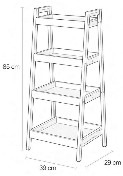 Regál Cotia, přírodní dřevo / bílá