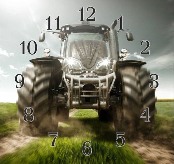Nástěnné hodiny traktor 30x30cm III - plexi