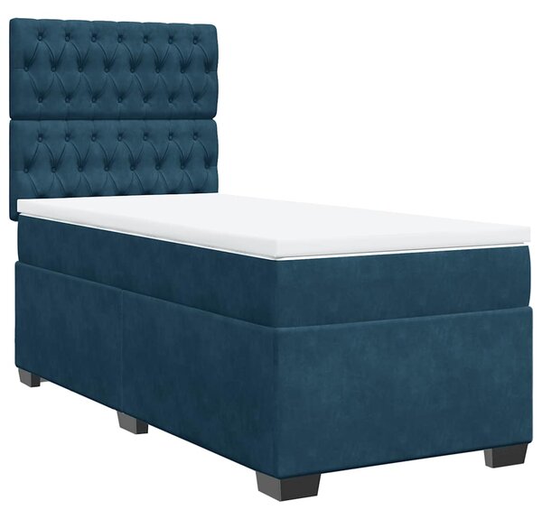 Box spring postel s matrací modrá 80 x 200 cm samet 3293072
