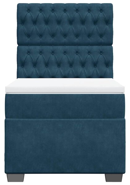 Box spring postel s matrací modrá 80 x 200 cm samet 3293072