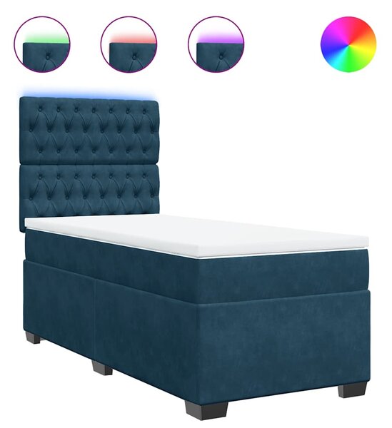 Box spring postel s matrací modrá 80 x 200 cm samet 3293072