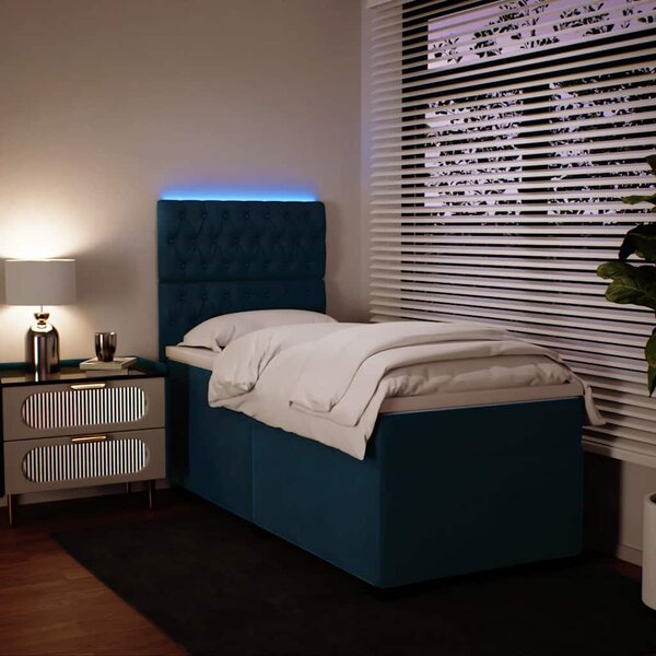 Box spring postel s matrací modrá 80 x 200 cm samet 3293072