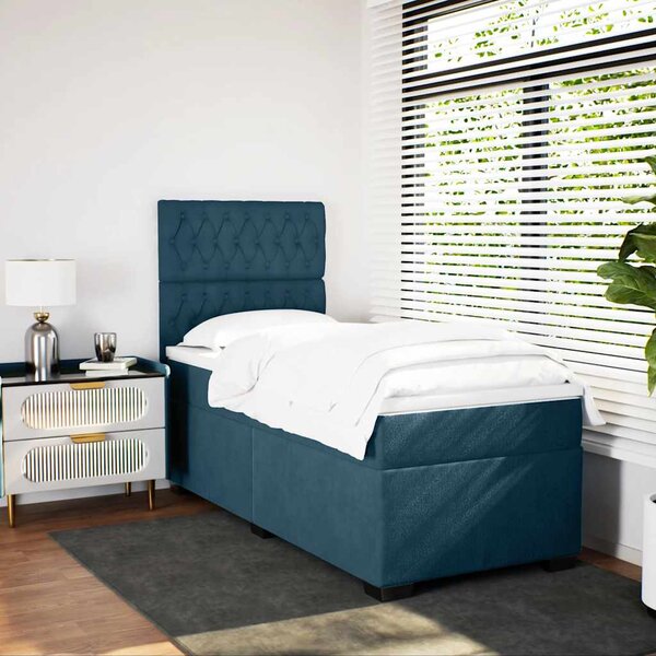 Box spring postel s matrací modrá 80 x 200 cm samet 3293072