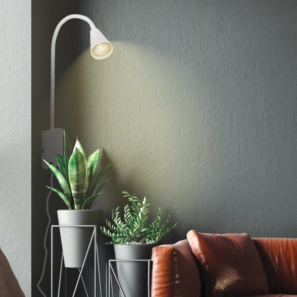 Briloner 2175-016 - Flexibilní nástěnná lampa s USB portem 1xGU10/10W/230V bílá