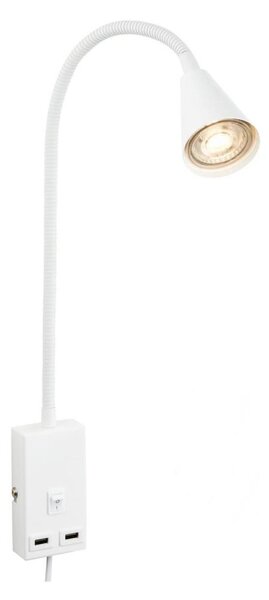 Briloner 2175-016 - Flexibilní nástěnná lampa s USB portem 1xGU10/10W/230V bílá