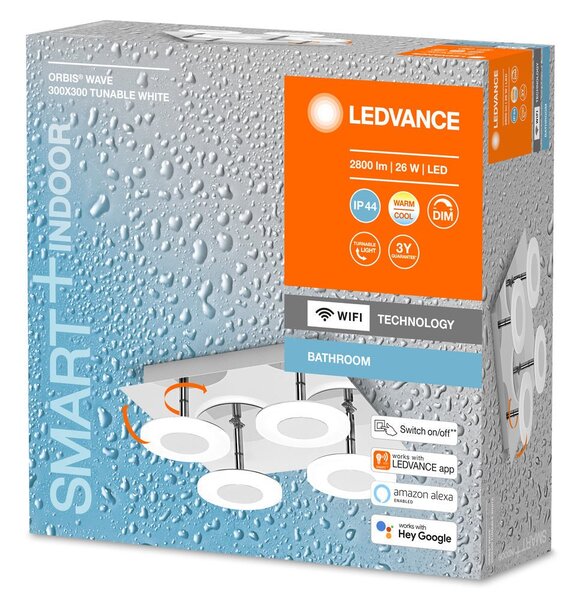 Chytré WiFi LED stropní světlo WAVE 300, nastavitelná bílá