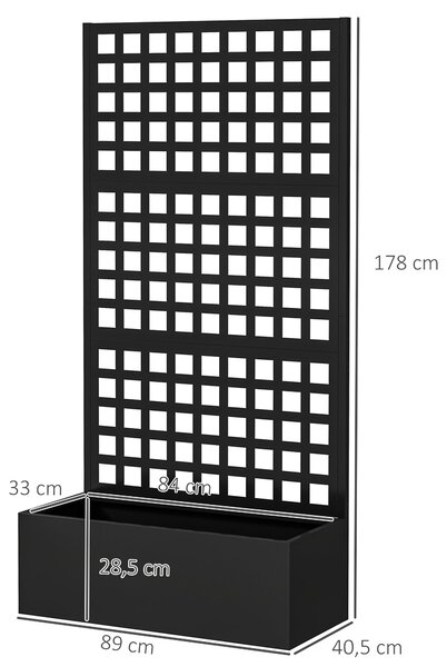 Outsunny Květinový Truhlík s Lattice, Ochranná Obrazovka, Vyvýšený Zahradní Záhon, Exteriérový Květinový Truhlík z Pozinkované Oceli pro Popínavé Rost