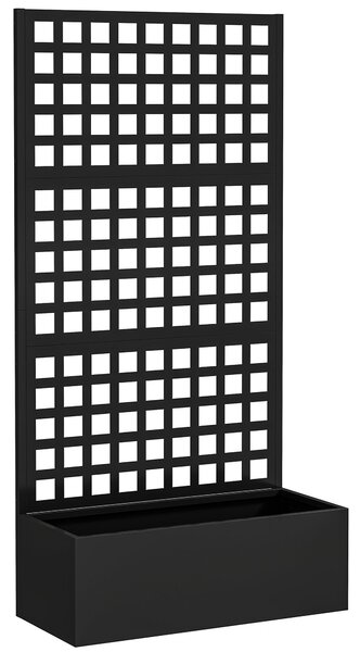Outsunny Květinový Truhlík s Lattice, Ochranná Obrazovka, Vyvýšený Zahradní Záhon, Exteriérový Květinový Truhlík z Pozinkované Oceli pro Popínavé Rost
