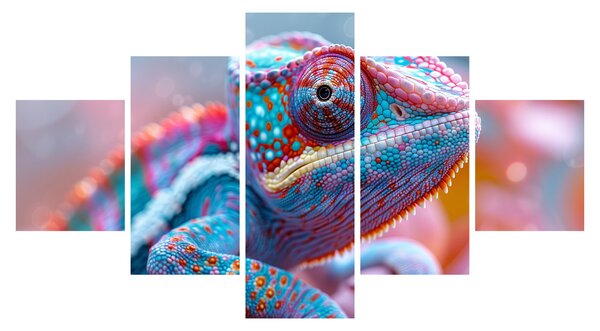 Obraz - Zbarvený chameleon (125x70 cm)