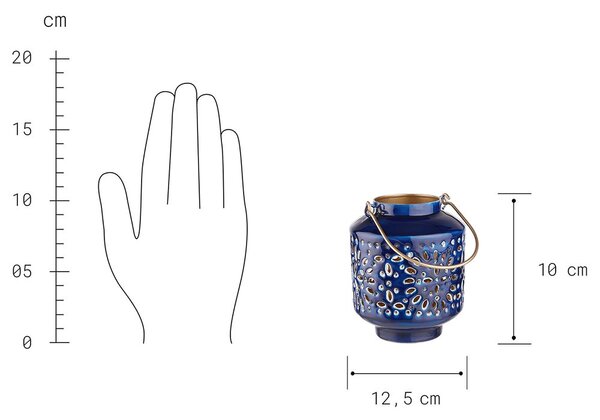 BLUE MAROCCO Lucerna 10 cm - tm.modrá