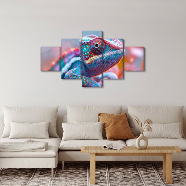 Obraz - Zbarvený chameleon (125x70 cm)