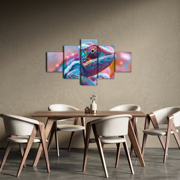 Obraz - Zbarvený chameleon (125x70 cm)