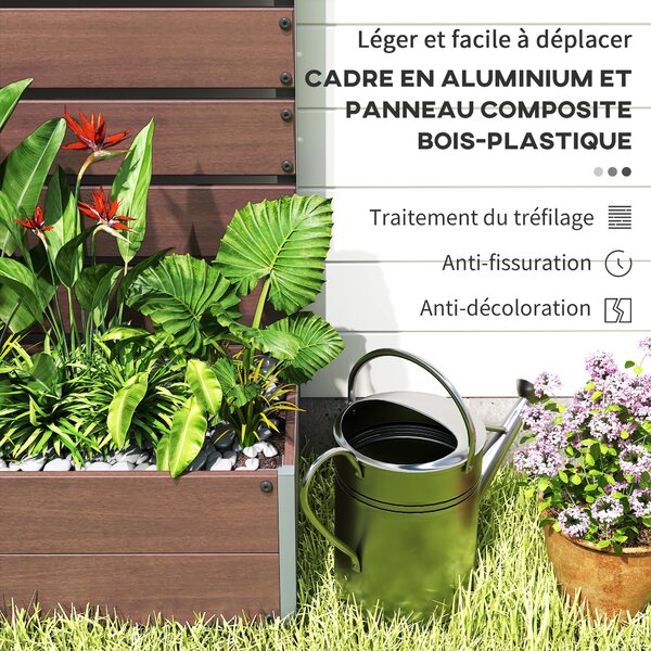Outsunny Hrnková Skříň s Trellis, Vyvýšený Zahradní Záhon, Venkovní Hrnkovník pro Popínavé Rostliny, Obdélníkový Květináč pro Balkon a Terasu, 90,5x38
