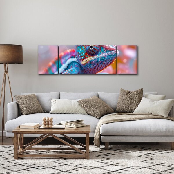 Obraz - Zbarvený chameleon (170x50 cm)