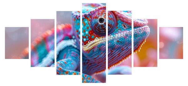 Obraz - Zbarvený chameleon (210x100 cm)