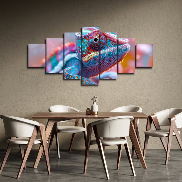 Obraz - Zbarvený chameleon (210x100 cm)