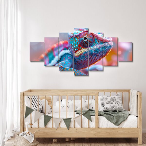 Obraz - Zbarvený chameleon (210x100 cm)