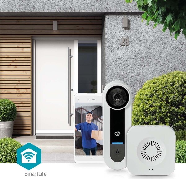 Nedis WIFICDP40CWT - Bezdrátový videozvonek se senzorem Full HD 1536p Wi-Fi IP65