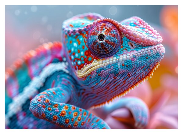 Obraz - Zbarvený chameleon (70x50 cm)