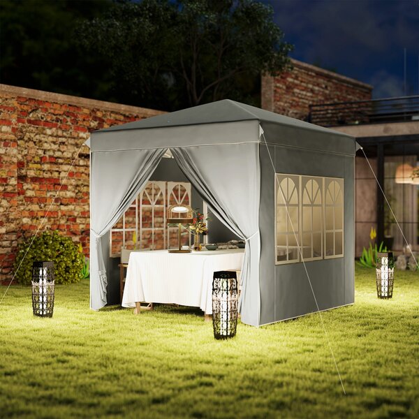 Pavilon Outsunny 2,5x2,5m, Voděodolný Stabilní Zimní Skládací Pavilon, UV Ochrana 50+, Skládací Party Stan Zahradní Stan s 4 Bočními Panely a Taškou