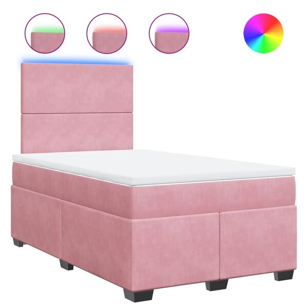 Box spring postel s matrací růžová 120 x 200 cm samet 3293181