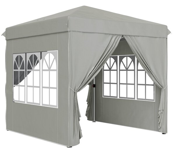 Pavilon Outsunny 2,5x2,5m, Voděodolný Stabilní Zimní Skládací Pavilon, UV Ochrana 50+, Skládací Party Stan Zahradní Stan s 4 Bočními Panely a Taškou