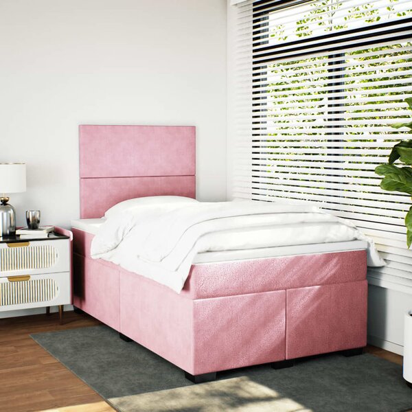 Box spring postel s matrací růžová 120 x 200 cm samet 3293181