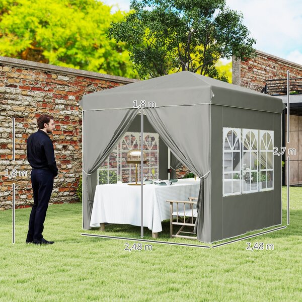 Pavilon Outsunny 2,5x2,5m, Voděodolný Stabilní Zimní Skládací Pavilon, UV Ochrana 50+, Skládací Party Stan Zahradní Stan s 4 Bočními Panely a Taškou