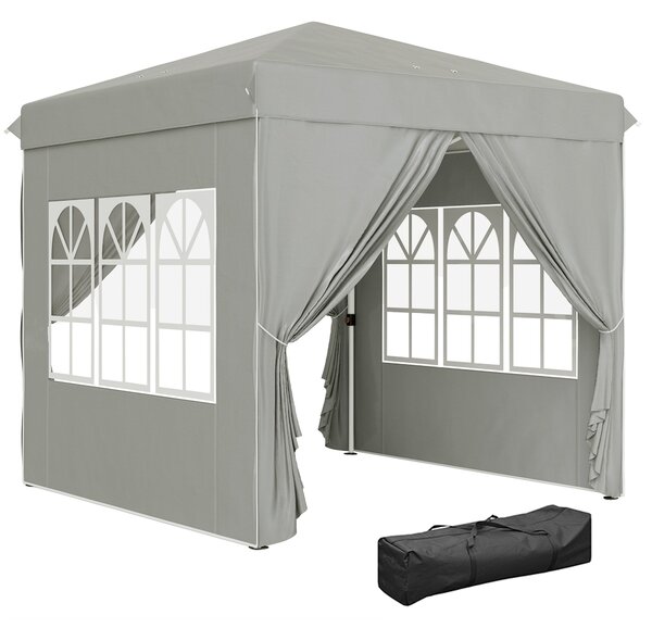 Pavilon Outsunny 2,5x2,5m, Voděodolný Stabilní Zimní Skládací Pavilon, UV Ochrana 50+, Skládací Party Stan Zahradní Stan s 4 Bočními Panely a Taškou