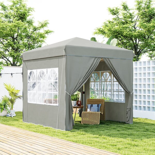Pavilon Outsunny 2,5x2,5m, Voděodolný Stabilní Zimní Skládací Pavilon, UV Ochrana 50+, Skládací Party Stan Zahradní Stan s 4 Bočními Panely a Taškou