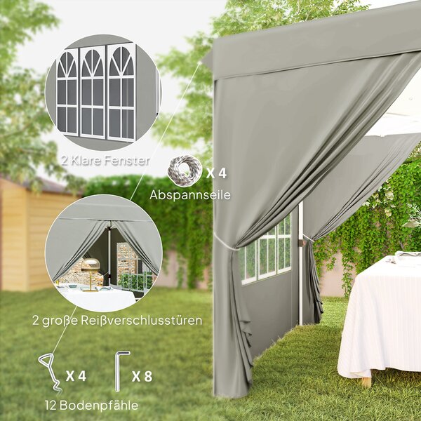 Pavilon Outsunny 2,5x2,5m, Voděodolný Stabilní Zimní Skládací Pavilon, UV Ochrana 50+, Skládací Party Stan Zahradní Stan s 4 Bočními Panely a Taškou