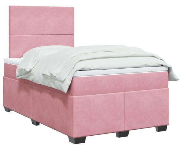 Box spring postel s matrací růžová 120 x 200 cm samet 3293181