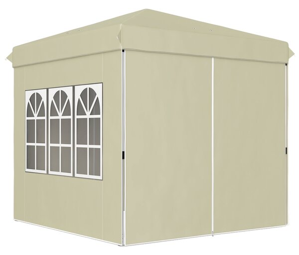 Pavilon Outsunny přibližně 2,5x2,5m, voděodolný stabilní zimní skládací pavilon, UV ochrana 50+, skládací párty stan s 4 bočními panely, zahradní pavi