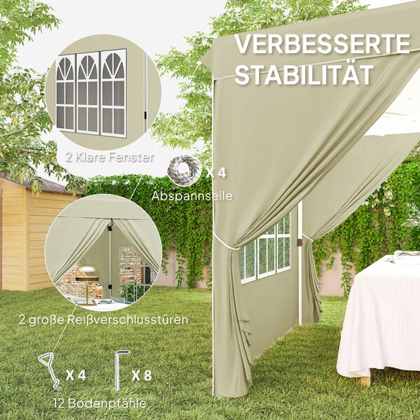 Pavilon Outsunny přibližně 2,5x2,5m, voděodolný stabilní zimní skládací pavilon, UV ochrana 50+, skládací párty stan s 4 bočními panely, zahradní pavi