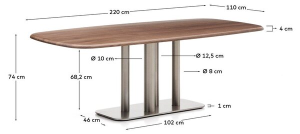 Jídelní stůl v dekoru ořechu 110x220 cm Melvar – Kave Home
