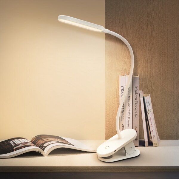 Aigostar-LED Stmívatelná nabíjecí stolní lampa s klipem LED/2,5W/5V 1200mAh bílá